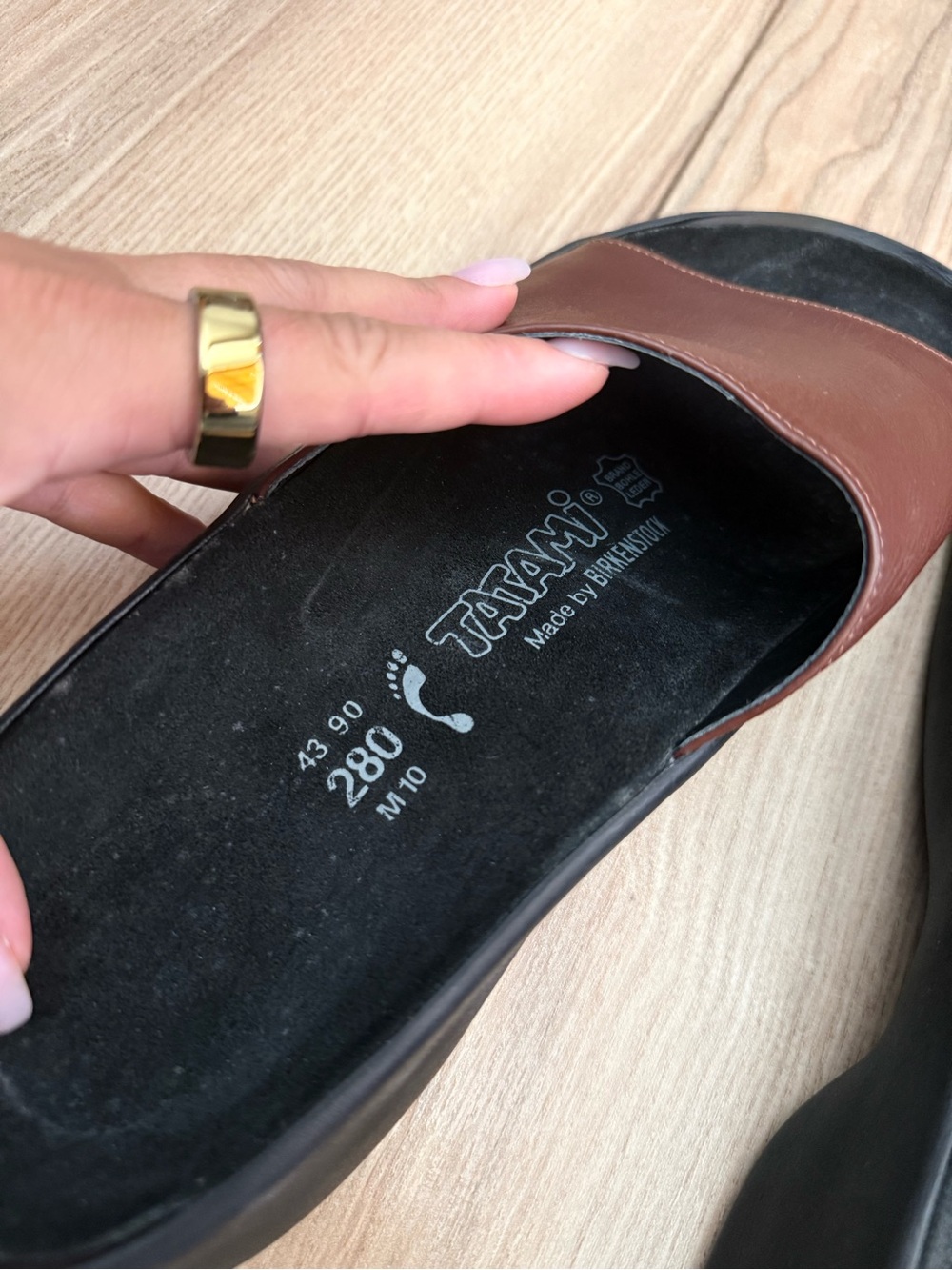 Rare Vintage Tatami by Birkenstock Brown Leather Slide Sandals Men's 10 / EU 43 - Picture 5 of 8